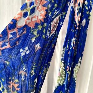 Floral Blue and Aztec Print Infinity Scarf